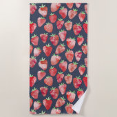 Serviette De Plage Aquarelle fraise Fruit foncé (Devant)
