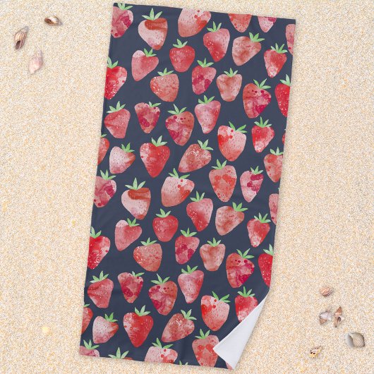 Serviette De Plage Aquarelle fraise Fruit foncé