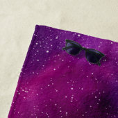 Serviette De Plage Aquarelle Galaxies rose violet (En situation)