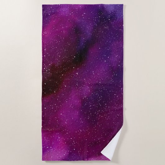 Serviette De Plage Aquarelle Galaxies rose violet (Devant)