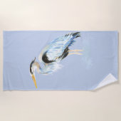 Serviette De Plage Aquarelle Great Blue Heron Wildlife Art (Devant)