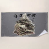 Serviette De Plage Aquarelle Grizzly Ours avec traces Nature animale (Devant)