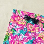 Serviette De Plage Aquarelle inspirée bleu rose Floral (En situation)