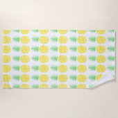 Serviette De Plage Aquarelle jaune et vert Motif d'ananas (Devant)