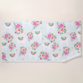 Serviette De Plage Aquarelle Llama est à la menthe (Devant)