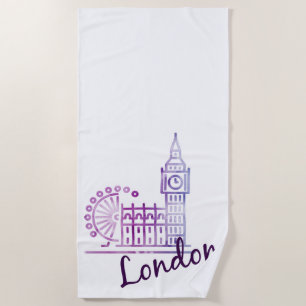Serviette De Plage Aquarelle London Big Ben Beach Towel Londres Sky