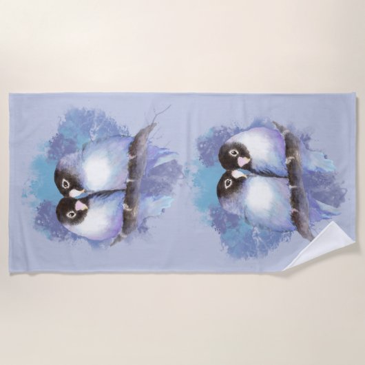 Serviette De Plage Aquarelle Lovebirds Oiseaux tropicaux (Devant)