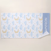 Serviette De Plage Aquarelle Lune étoiles et nuages Motif (Devant)