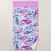 Serviette De Plage Aquarelle Mermaids Coques de mer + Starfish (Devant)