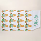 Serviette De Plage Aquarelle Mint Chocolat Crème glacée Personnalisée (Devant)