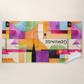Serviette De Plage Aquarelle moderne Géométrique Abstrait (Devant)