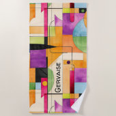Serviette De Plage Aquarelle moderne Géométrique Abstrait (Devant)