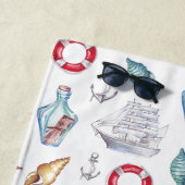 Serviette De Plage Aquarelle moderne Nom du bateau nautique (En situation)