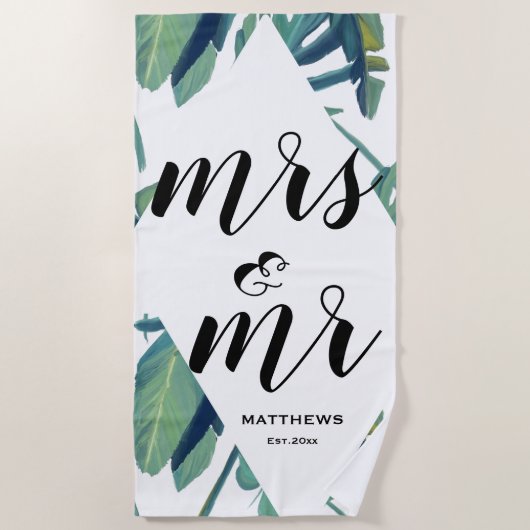 Serviette De Plage Aquarelle Moderne Tropical mrs & m Summer Holiday (Devant)