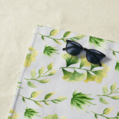 Serviette De Plage Aquarelle monographique Feuille Botanique Déco ver (En situation)