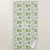 Serviette De Plage Aquarelle monographique Feuille Botanique Déco ver (Devant)