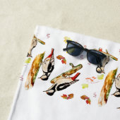 Serviette De Plage Aquarelle motif avec oiseaux pic (En situation)