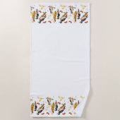 Serviette De Plage Aquarelle motif avec oiseaux pic (Devant)