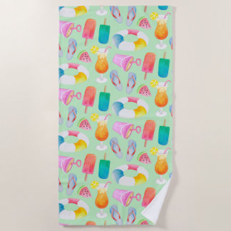 Serviette De Plage Aquarelle Motif été