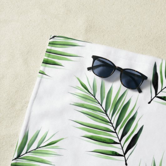 Serviette De Plage Aquarelle Motif Palm (En situation)
