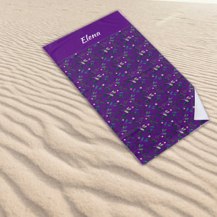 Serviette De Plage Aquarelle motif vert nom feuille pourpre