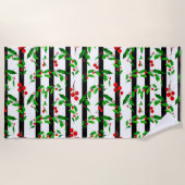 Serviette De Plage Aquarelle Noël Vacances Holly Floral Motif (Devant)