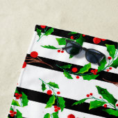 Serviette De Plage Aquarelle Noël Vacances Holly Floral Motif (En situation)
