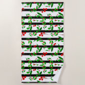Serviette De Plage Aquarelle Noël Vacances Holly Floral Motif (Devant)