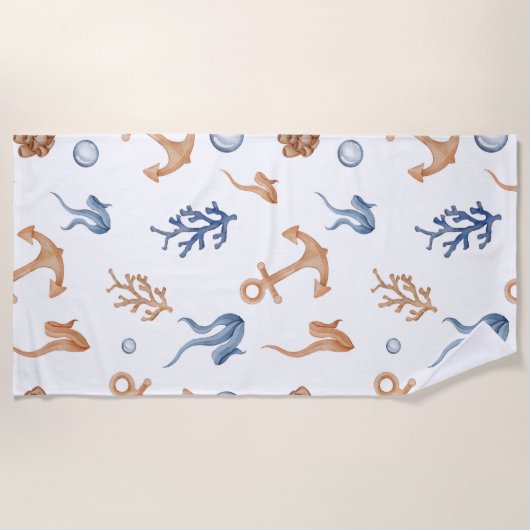 Serviette De Plage Aquarelle Océan (Devant)