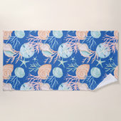 Serviette De Plage Aquarelle Ocean Seashing & Coral Motif (Devant)