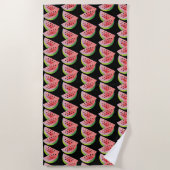 Serviette De Plage Aquarelle Paire de Pastèque Motif Été (Devant)