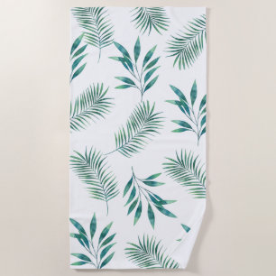 Serviette De Plage Aquarelle Palm Feuilles