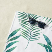 Serviette De Plage Aquarelle Palm Feuilles Personnalisé Monogramme Pr (En situation)