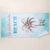Serviette De Plage Aquarelle Palm Fleurs tropicales (Devant)