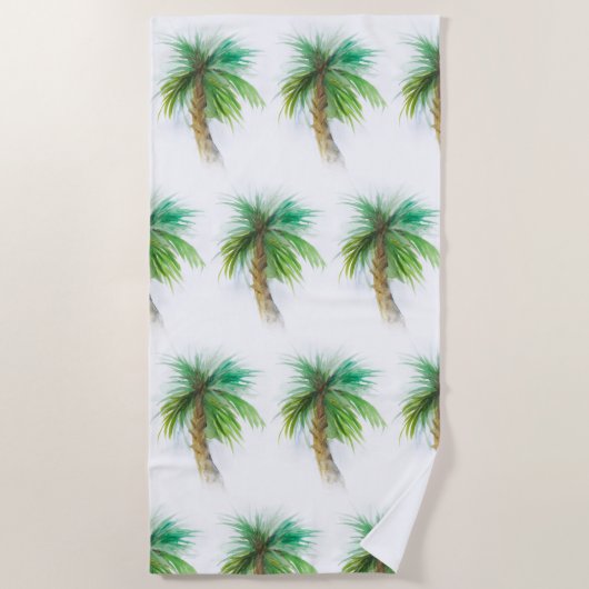 Serviette De Plage Aquarelle Palm Tree Beach Towel (Devant)