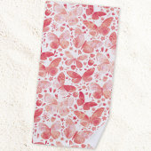 Serviette De Plage Aquarelle papillon rose