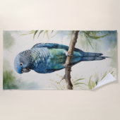 Serviette De Plage Aquarelle Parakee bleu Eucalyptus Tree (Devant)