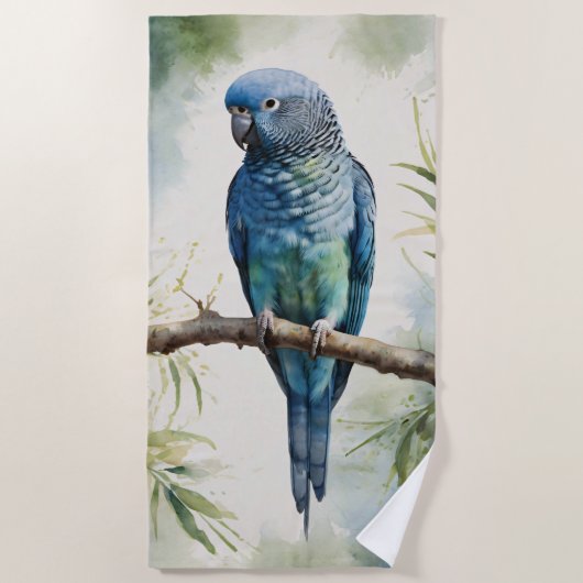 Serviette De Plage Aquarelle Parakee bleu Eucalyptus Tree (Devant)