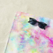 Serviette De Plage Aquarelle Pastel Rainbow Tie Dye (En situation)