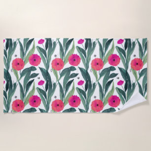 Serviette De Plage Aquarelle Pépites botaniques Motif floral