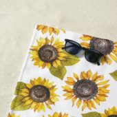 Serviette De Plage Aquarelle personnalisée Sunflower Beach Towne (En situation)