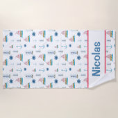 Serviette De Plage Aquarelle personnalisée Thème nautique (Devant)