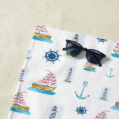 Serviette De Plage Aquarelle personnalisée Thème nautique (En situation)