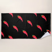 Serviette De Plage Aquarelle Poivrons Rouges Initiale (Devant)