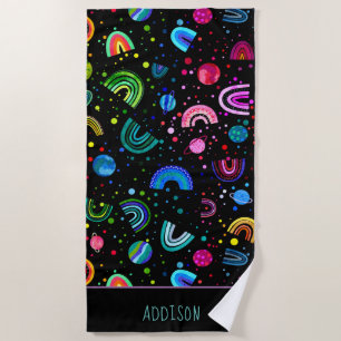 Serviette De Plage Aquarelle Rainbow Galaxy Filles personnalisées