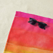 Serviette De Plage Aquarelle Rainbow Stripes Design (En situation)