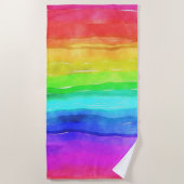 Serviette De Plage Aquarelle Rainbow Stripes Design (Devant)
