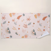Serviette De Plage Aquarelle Retro Boho Arc-en-ciel neutre (Devant)