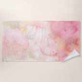 Serviette De Plage Aquarelle rose Arrière - plan floral (Devant)
