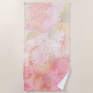 Serviette De Plage Aquarelle rose Arrière - plan floral